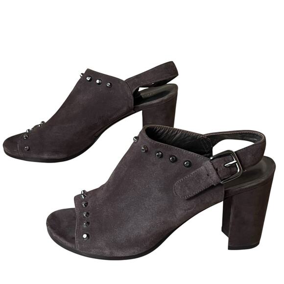 Stuart Weitzman Commodore Bootie 6 Brown Leather Suede Studded Shoes Chic Edgy - Picture 3 of 16